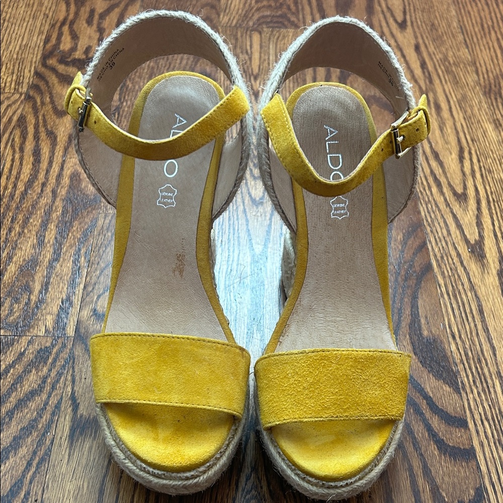 Aldo Yellow Espadrille Sandals
